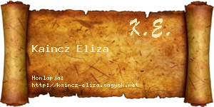 Kaincz Eliza névjegykártya